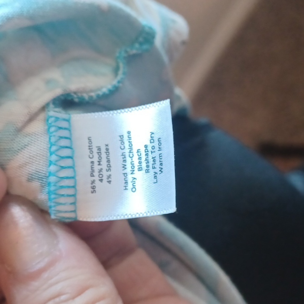 Talbots Teal and Tan Paisley Print Blouse. - Picture 5 of 5